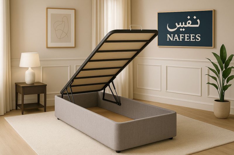 تخت یک‌نفره نفیس مدل جک‌دار با رویه مبلی سایز 100*200 - Image 4